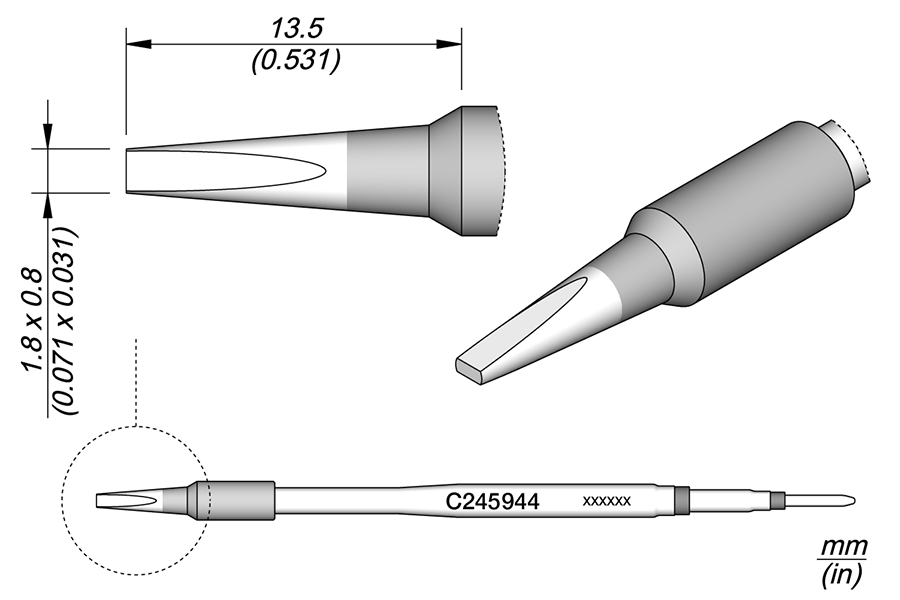 C245944 - Chisel Cartridge 1.8 x 0.8